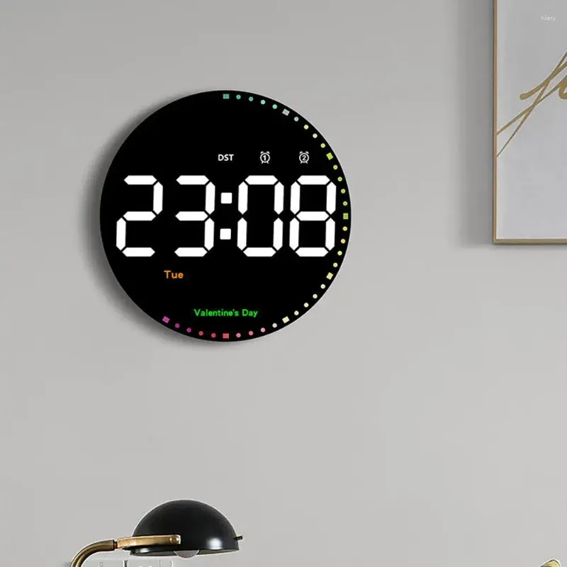 Wall Clocks Digital Clock With Date Display Battery Operated 10 Inch Colorful Alarm Remote Control For Bedroom Office