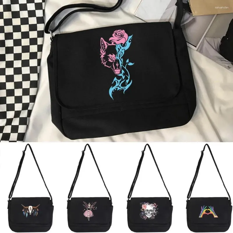 Waist Bags Women Shoulder Messenger Bag Canvas Versatile Postman Color Pattern Student Style High Capacity Tooling Package