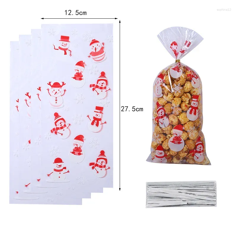 Wrap regalo 30/100 pezzi Borse natalizie sacca per caramelle in plastica per le forniture per feste di compleanno per bambini Babbo Natale decorazioni decori