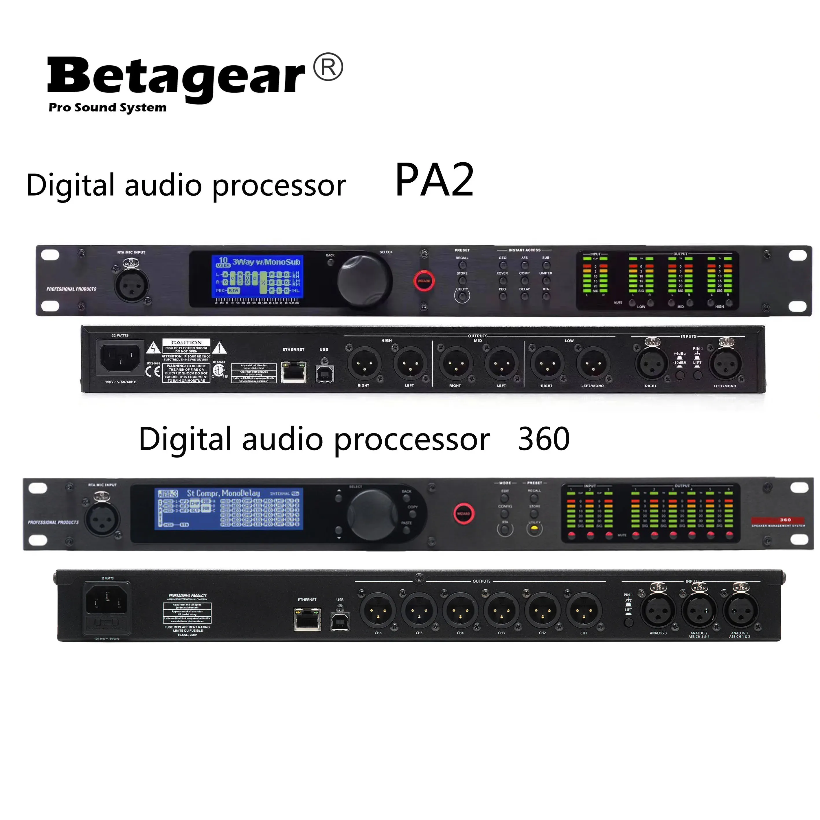 Tillbehör Betagear PA2 /Venu360 Stage Audio Processor Original Software Pro Audio Driver Rack Professional Audio Processor 2/3 i 6 Out