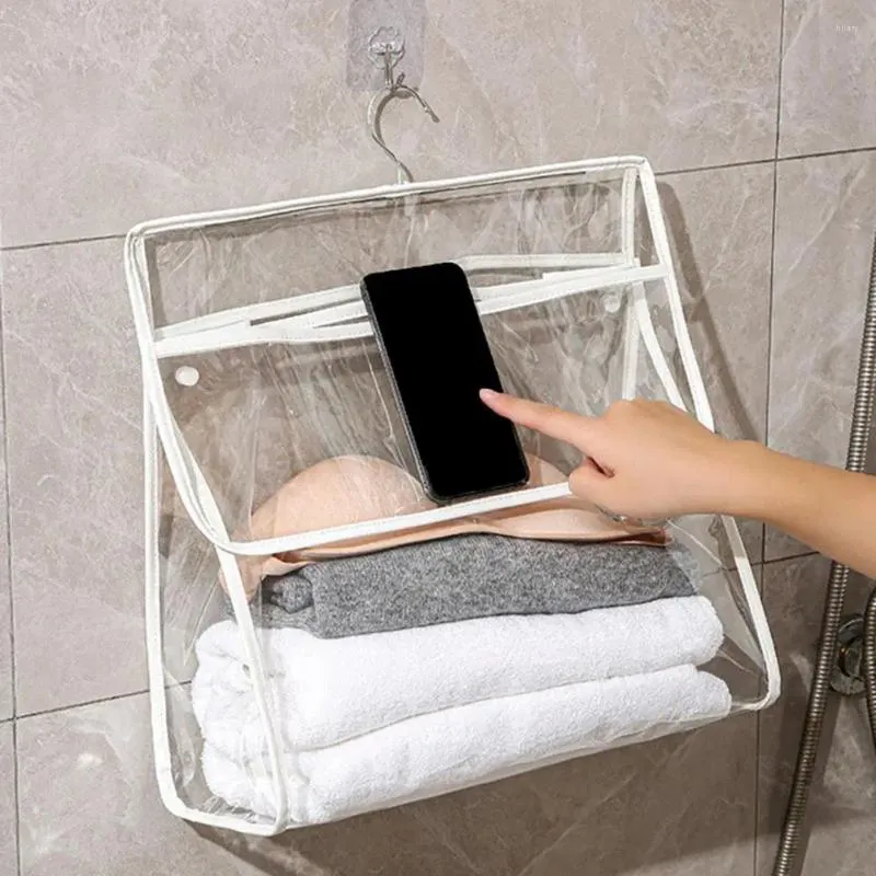 Boîtes de rangement Sac de mur multifonctionnel étanche avec un téléphone à pockier de téléphone Organisateur transparent transparent poussière