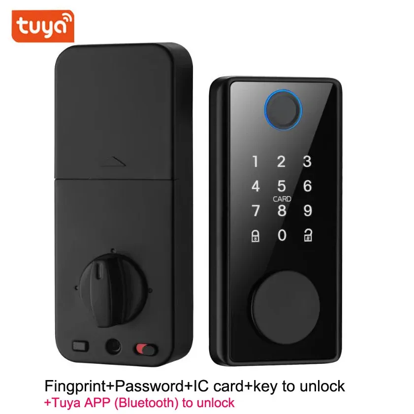 Vergrendel Smart Deadbolt Locks of Tuya Bluetooth -app Biometrische vingerafdrukwachtwoord Keyless Entry voordeur vergrendeling