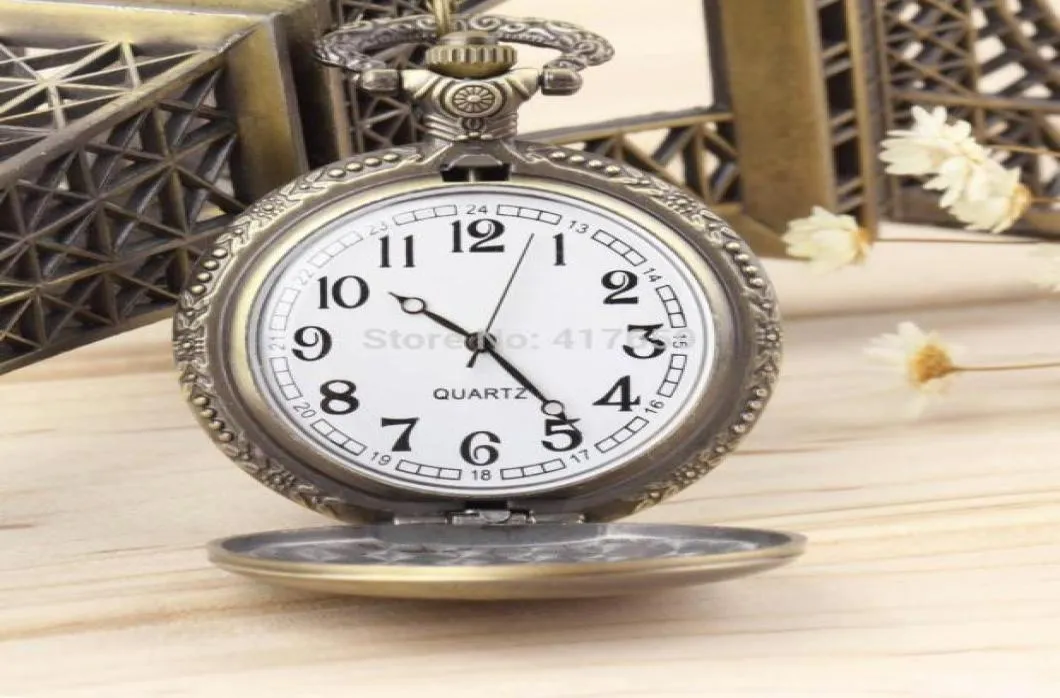 Wholesale-Vine Antique Silver Roman Numerals Stainless Steel Quartz Pocket Watch Pendant with Chain Unisex Gift reloj de bolsillo4309102