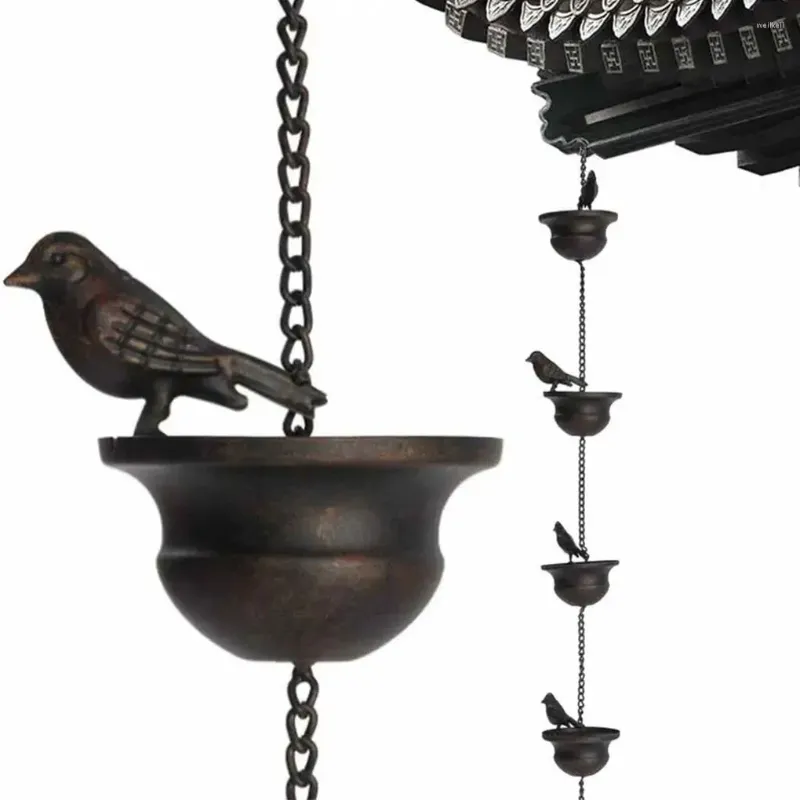 Garden Decoraties Metaal Regenketens Buiten Breedtyard Chimes Decoratie Hangende ketting Mobiele vogels op bekers