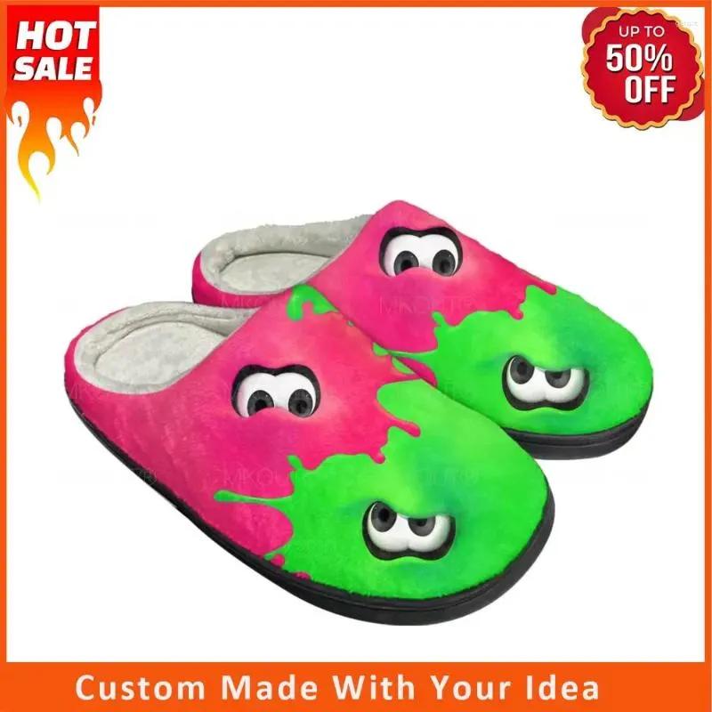 Slippers Splatoons Game Casa Cotton Algodão personalizada Sandálias de alta qualidade de alta qualidade Casual Mantenha sapatos térmicos de sapatos térmicos