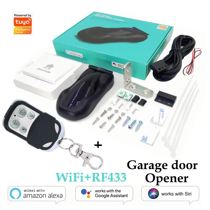 Kontroll Tuya Smart Garage Door Opener Kit WiFi 433MHz RF Remote Control Work med Smart Life Alexa Google Assistant Siri Password Unlock