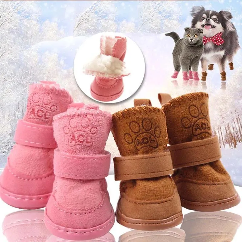 Dog Apparel Shoes Casual Anti-Slip Cute Small Pet Puppy Footwear 4pcs Winte Thicken Soft Mesh Sandals Candy Colors Boots