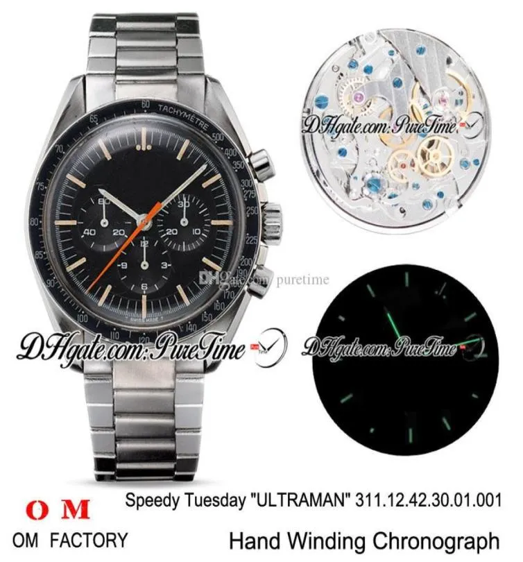 OMF Moonwatch Speedy Martedì 2 Ultraman manuale cronografo cronografo da uomo orologio nero Bracciale in acciaio inossidabile Edizione new8272996