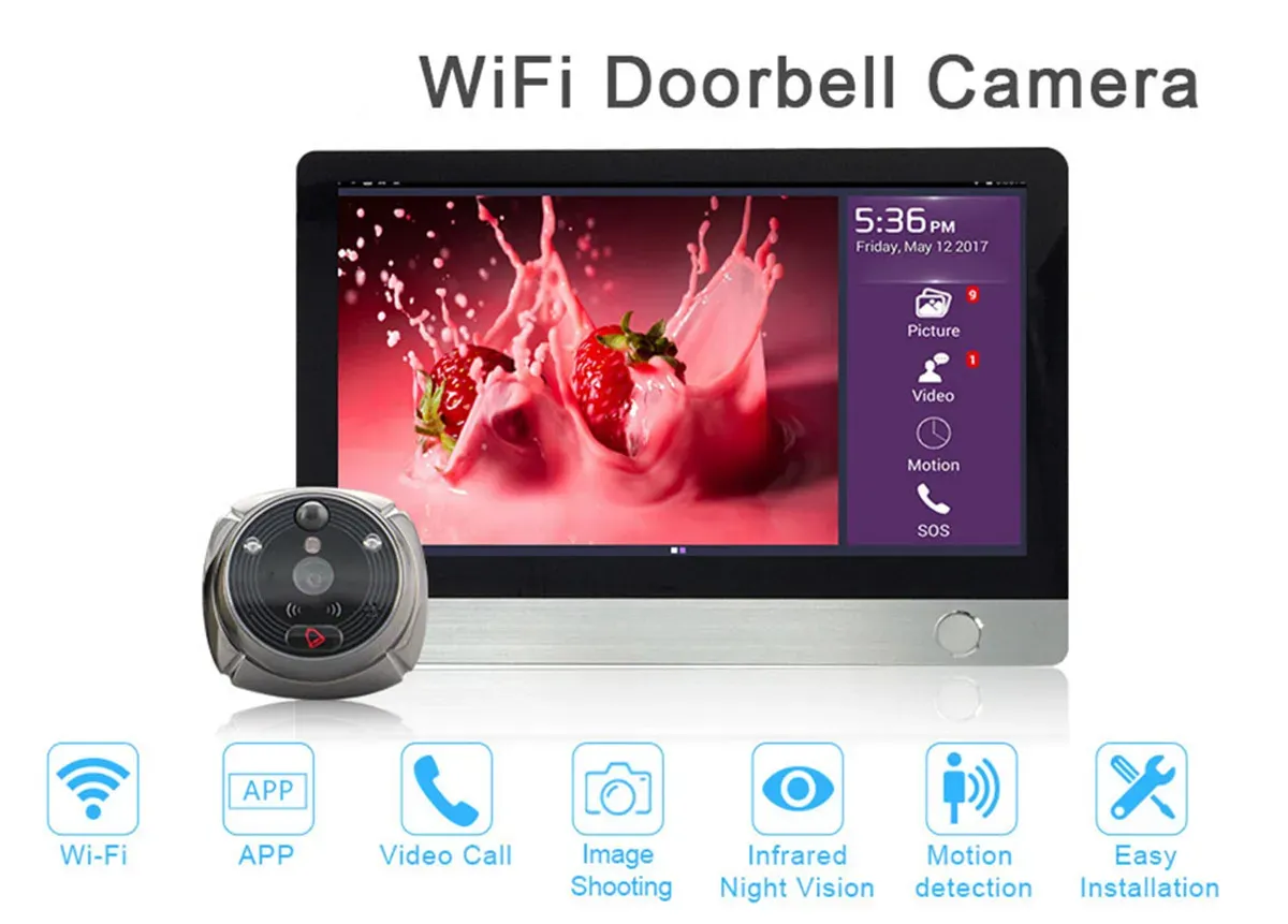 Dörrklockor 7inch WiFi+GSM Dörrklockan Visuell dörrvisare IR Night Vision Motion Detection Video Door Phone Camera