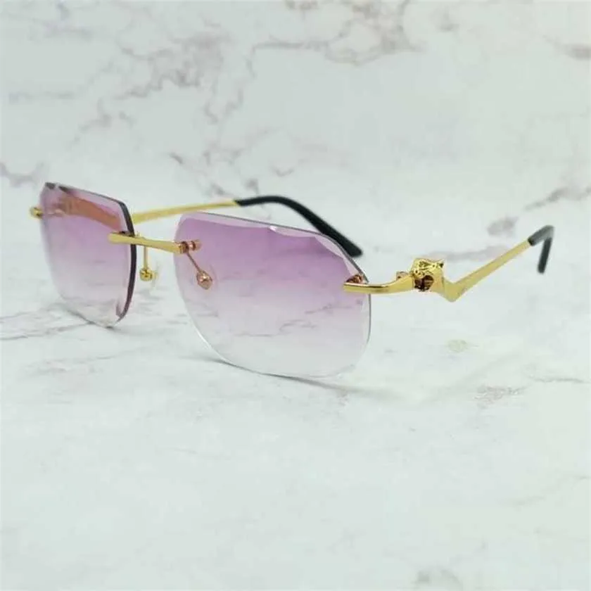 デザイナーサングラス10％オフ高級デザイナーNew Men's and Women's Sunglasses 20％オフパンサーダイヤモンドカットドライビングシェードリムレスメンズアクセサリーファッショングラス