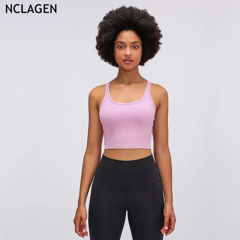 Bras Nclagen Crop Top Top Women Yoga Shirts Tank Top Gym Athletic Active Sport Bra Fitness Puspup Workout