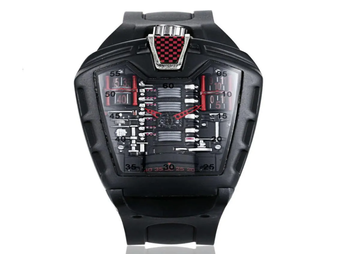 Assista WatchPoison Sports Car conceito Racing Mechanical Style Six Cylinder Compartment Creative Fashion9651022
