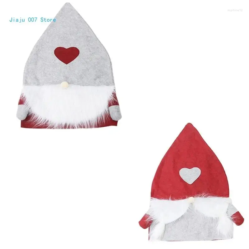 Stuhlabdeckungen 2PCS Santa Hat Dining Christmas Cover für Jahr 2024 Dekor C9GA