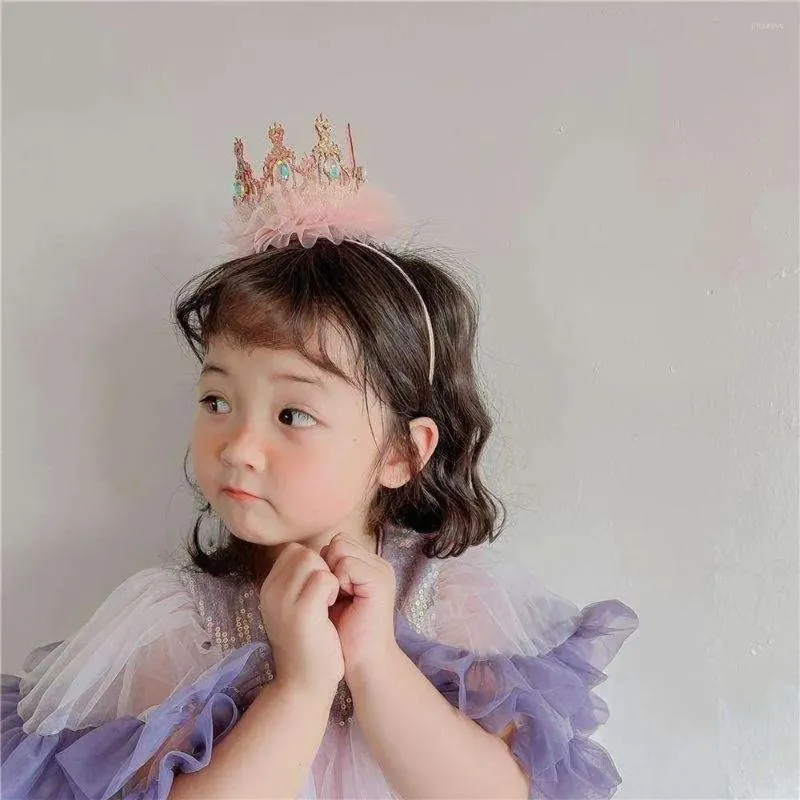 Hair Accessories 1 Pc Delicate Hoop Adorable Sweet Girl Cute Crown Headband Kids Fashion Rhinestones Mesh Hairband Princess