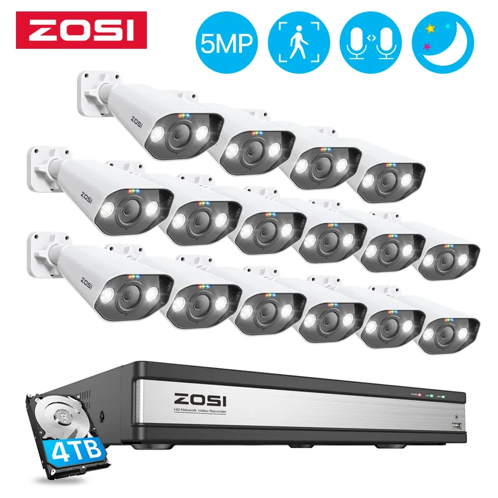 SISTEMA ZOSI 16CH SECIFICAZIONE SISTEMA SISTEMA 5MP SETTORI SETTO IP H.265 KIT NVR 4K NVR AUDIO AUI