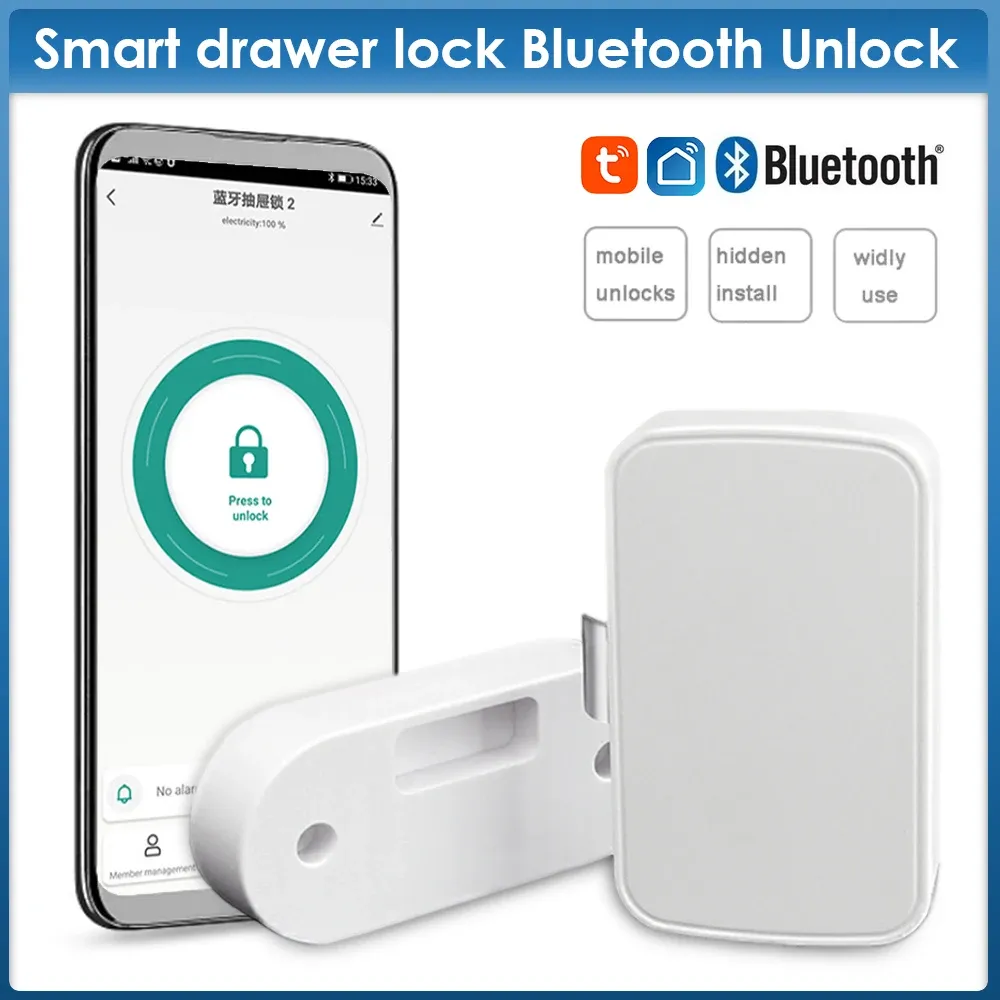 Lås Tuya Smart Life App Lås upp Bluetooth Smart Door Drawer Hidden Cabinet Lock Electric Lock Battery Powered