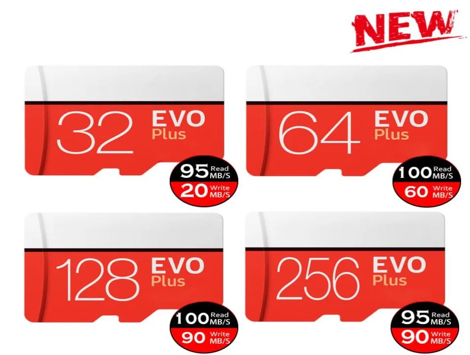 256 GB 128 GB 64 GB 32 GB Zwart versus Wit Evo plus TF Flash -kaart 90mbs 80mbs Hoge snelheid Klasse 10 Snel voor Camera's smartphones Tablet1823381