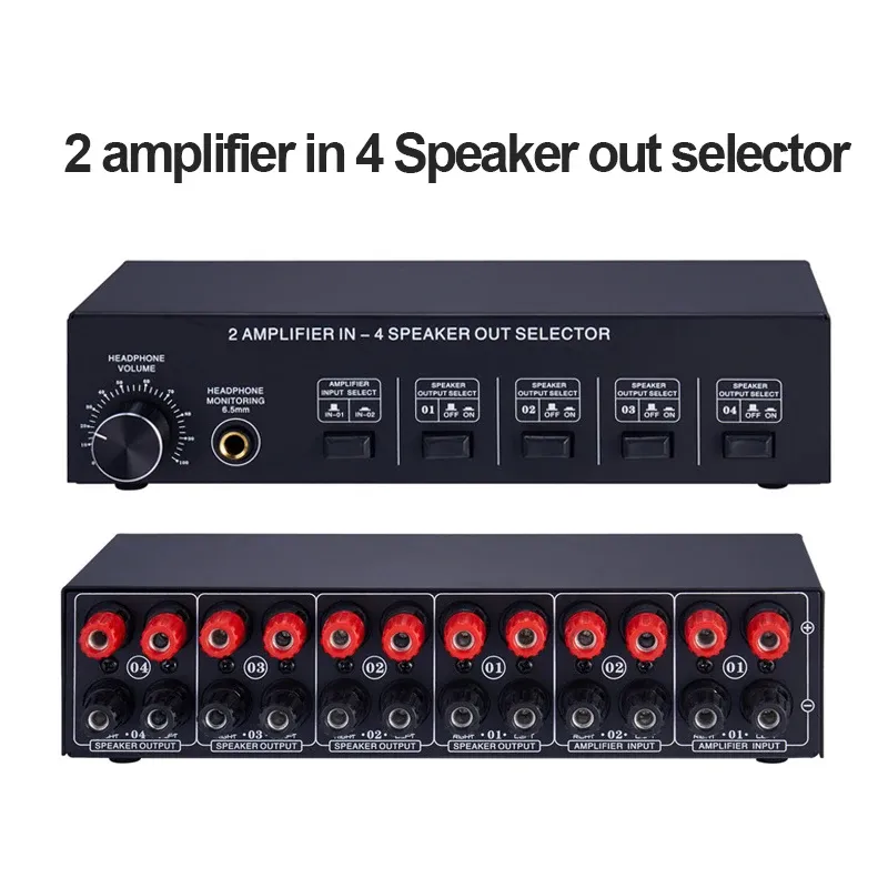 Amplificador 2in44out amplificador passivo interruptor de áudio seletor Splitter divisor estéreo comutador de áudio seletor de caixa de áudio comutador de áudio
