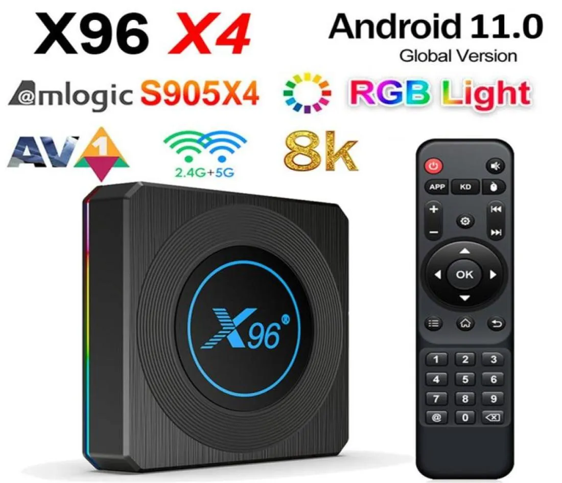 X96 X4 Android 110 TV -låda Amlogic S905x4 4GB 64GB 4GB32GB Quad Core 24G5G WIFI BT41 AV1 8K Smart Media Player Home Movie 4G32G8966679