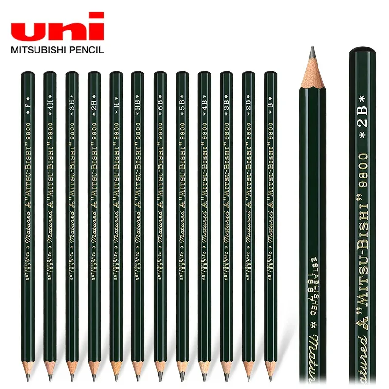 Kalemler 12/22 Sticks Uni Mitsubishi Kalem 9800 Test Kartı Çizim Kalemler Profesyonel Sanat Eskiz Kalem