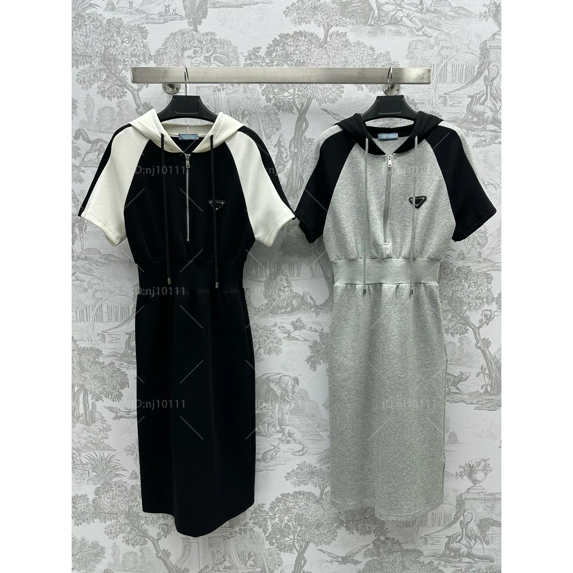 PL05 Kobiety sukienka kontrast raglan rękaw sznurka w talii A w kształcie litery a dzielony rąbek