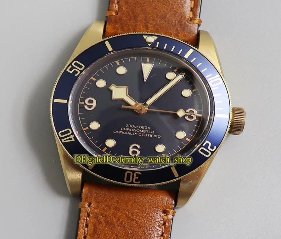 XF Top version Bronze Case Japan Miyota 9015 Automatic Blue Dial 79250 Mens Watch Antique Leather Strap Sport Watches 0003 0001 006203659