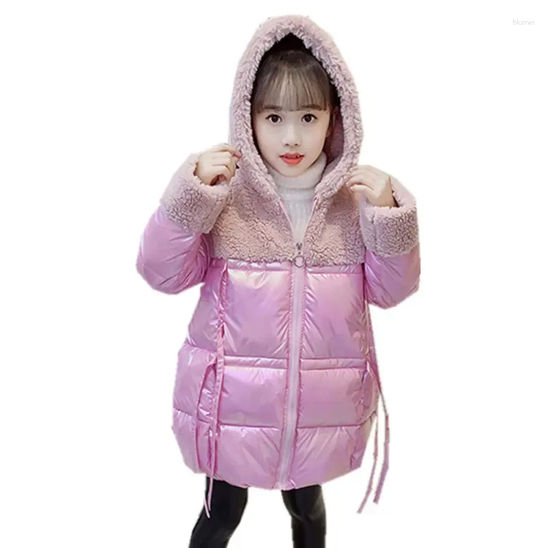 Down Coat Enfants Veste d'hiver pour les filles Kids Hotted Coats chauds Patchwork épais coton-coton longs Outwear Clothes Coréen Tentes 4-13 ans