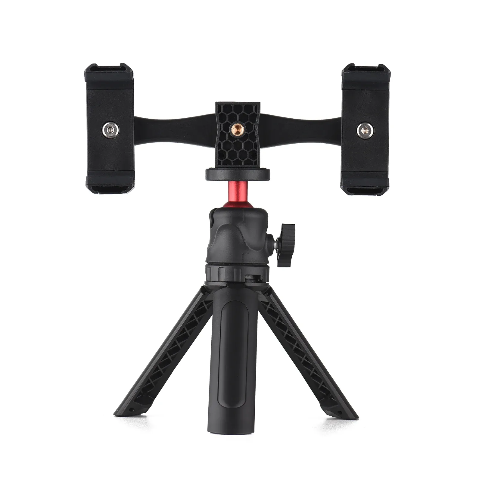 Monopods Andoer D04 Universal Akıllı Telefon Tripod Çok Fonksiyonlu Video Kit Mount Dual Telefon Tutucuları Vlog Video Öğretim Toplantısı Akışı