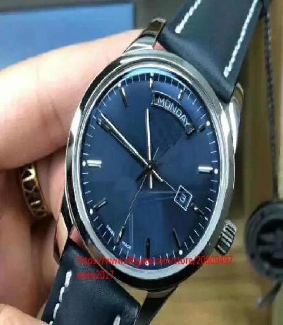 Mens Luxury Top Transocean Day Date Автоматический никелированный азиат 2824 Blue Dial с маркерами маркеров Mens Menmound Watches 20195056102