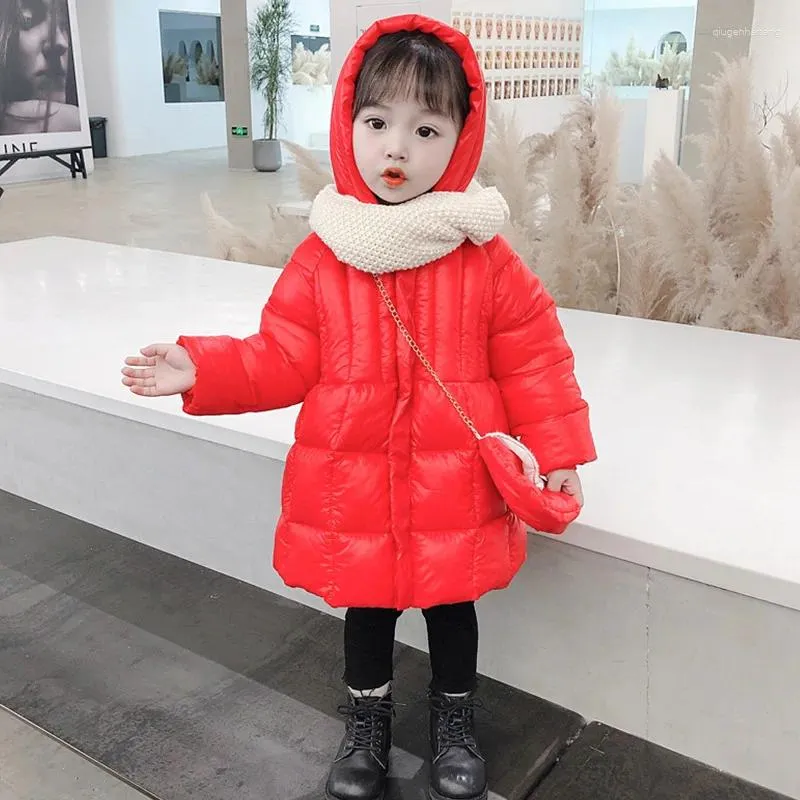 Down Coat Hylkidhuose 2024 Autumn Winter Baby Girls Coats Feminino Casas Concluídas Casque Aquecido Capuz de Capuz Crianças