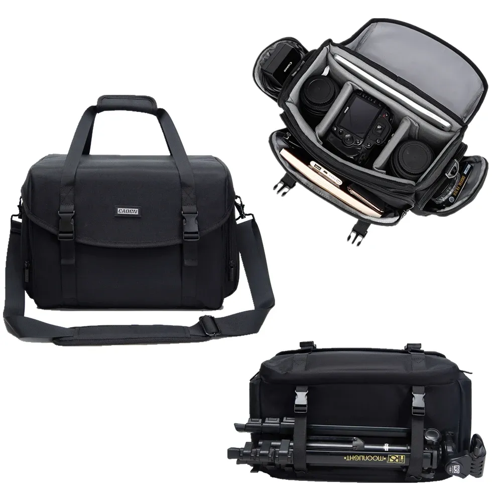 Monopods Caden Camera Sling Bags Shockproof Camera Shoulder Bags for Nikon Canon Sony Lens Tripod Handbags for Outdoor Photography Travel