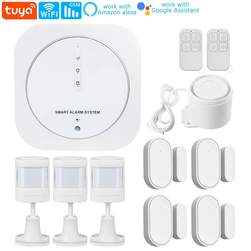 KIT Sistema di allarme di sicurezza domestica wireless 2,4 GHz WiFi Smart Tuya App Control Wireless PIR Detector Sensore Door Door Facile da installare