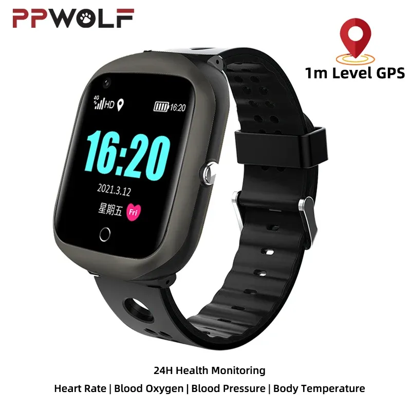 Montres ppwolf réel GPS GPS Positionnement précis SOS 4G Appeler Smart Watch Children Kids Les personnes âgées imperméables Chat Smartwatch Camerie