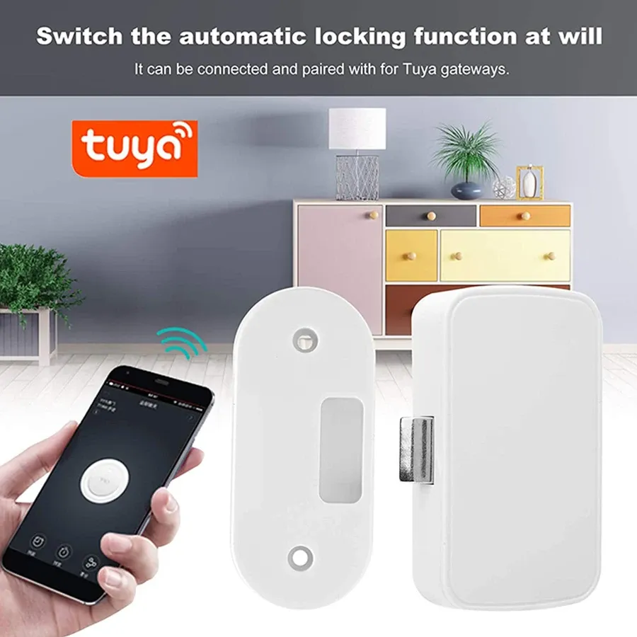 Lock Tuya APP Smart Bluetooth Home Drawer Electronic Lock Keyless Invisible No Hole File Cabinet Lock Wardrobe Locks Drawer Swit