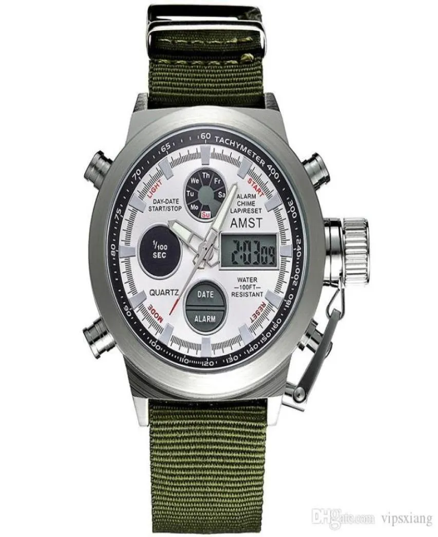 Montres sportives multi-fonctionnales Domineering Forme mâle étanche Quartz Nylon Watch Tactical LED Dive 50m Wristwatch2916459