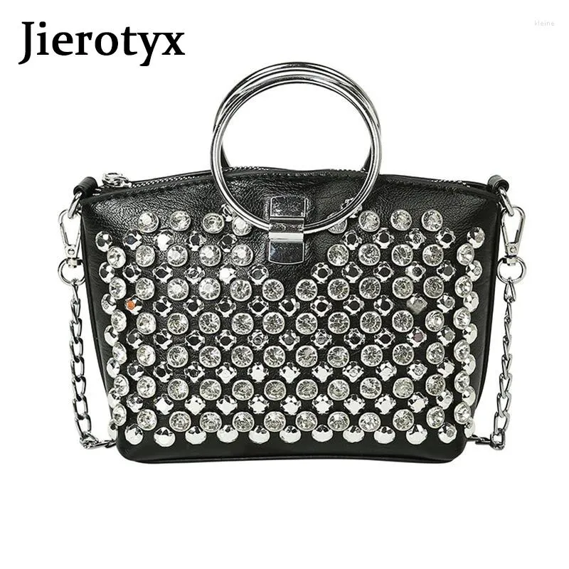 Bolsas de ombro Jierotyx moda requintada crossbody for Women Chic Diamonds Bag feminino Decoração de metal saco de bolsa main principal