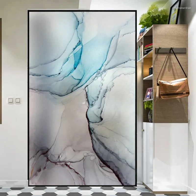 Adesivos de janela estilo marmore manchado adesivo de vidro de privacidade cola grátis estática fosca de tonalidade de banheiro decoração de casa