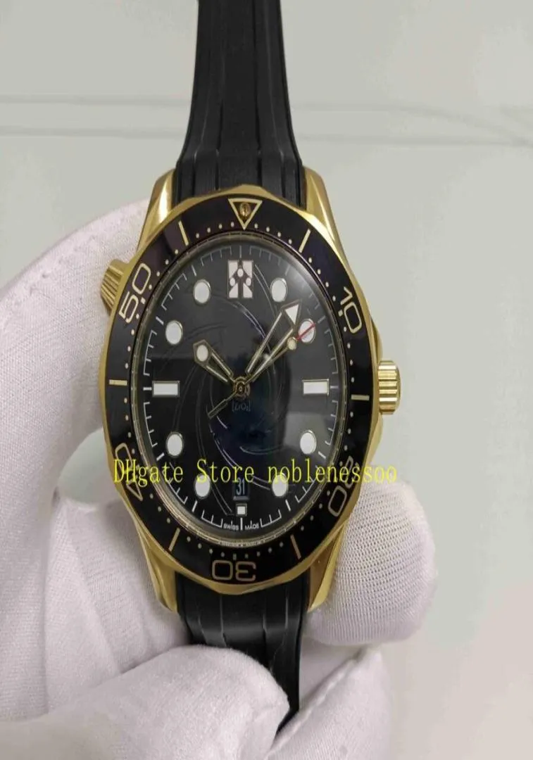 Real Po Men039s 007 Watch Mens 42mm 300M On Her Majesty039s Secret Service 50th Anniversary Yellow Gold Black Dial Automa5208520