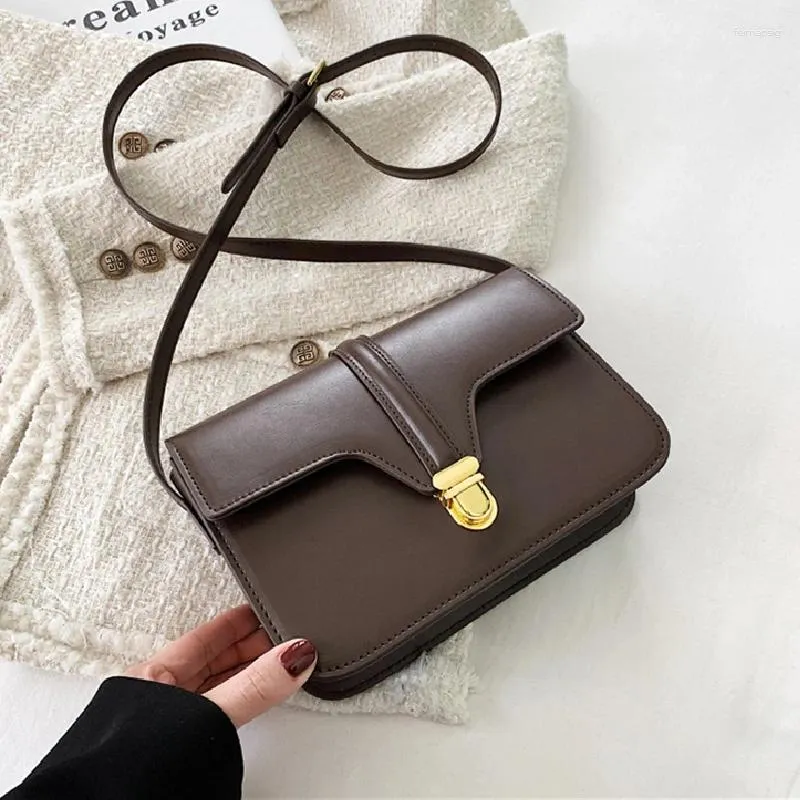 Shoulder Bags Vintage Brown Female Bag For Fall/winter 2024 Messenger Fashion England Style Classic Square