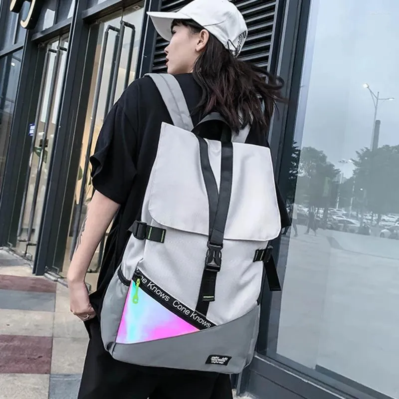 Sac à dos géométrique en nylon à paquet pour étudiant menwomen de grande capacité sac de jour de voyage ordinateur portable réflexive unisexe sac à dos extérieur