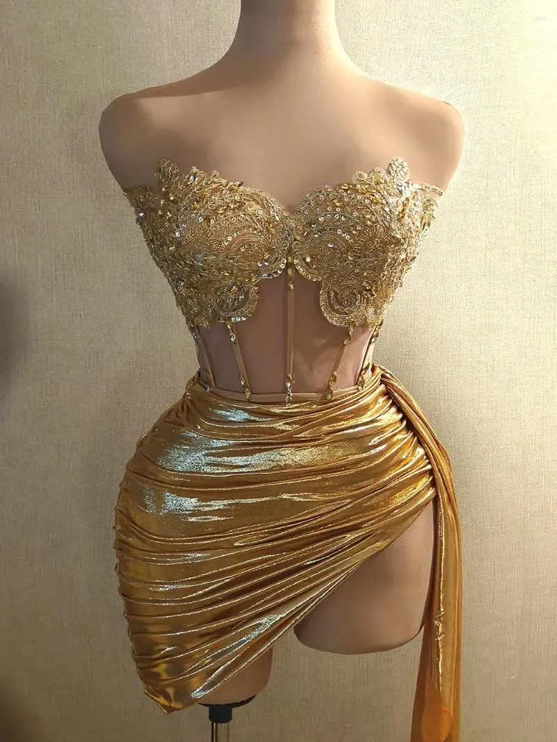 Gold Rhinestone Embellished Mini Dress with Cap Sleeves Bohemian Evening Party & Stage Performance Dress for Women Gold Rhinestone Embellished Mini Dress with Cap Sleeves Bohemian Evening Party & Stage Performance Dress for Women