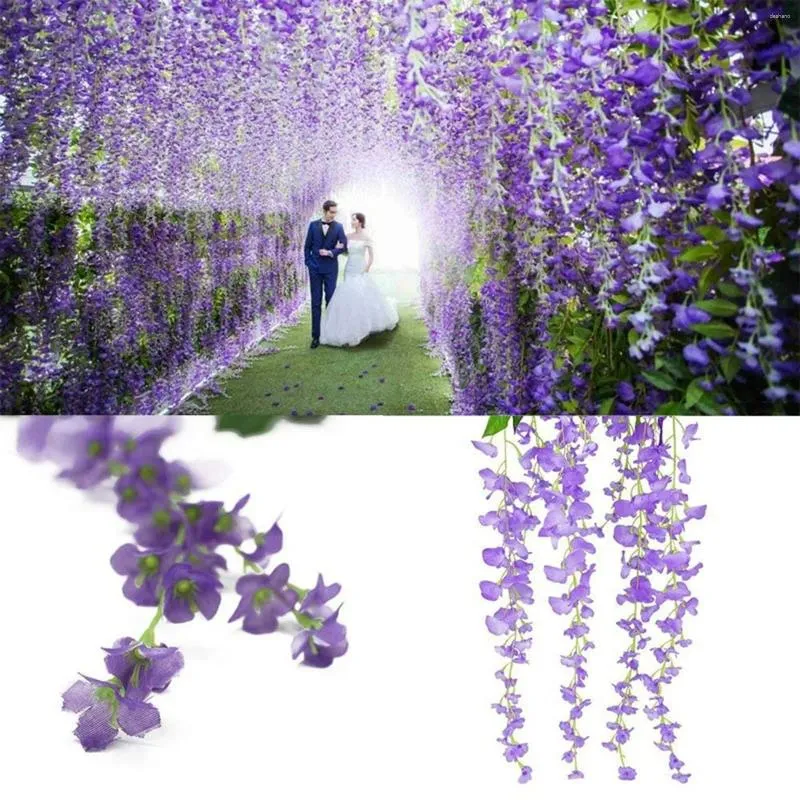 Decorative Flowers Valentines Artificial Wisteria Flower False Rattan Wedding Arch With Included