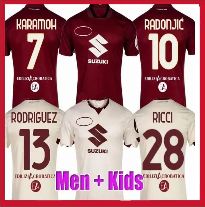 23 24 Torino FC Ricci Mens Soccer Jerseys Singo T. Sanabria Ilic Pellegri Zima Buongiorno Home Limited Edition Football Рубашки