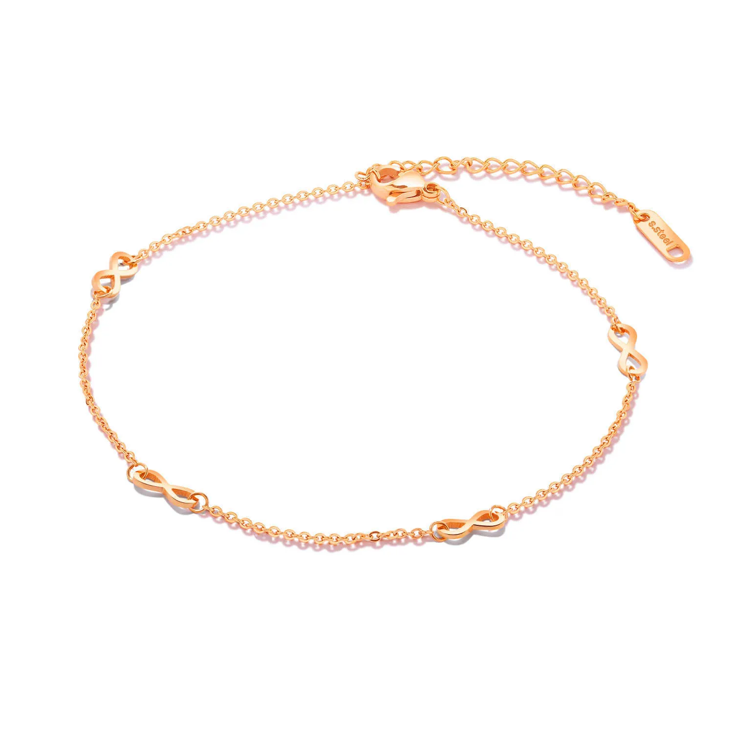 Beliebtes Armband Infinity 8-Charakter-Titan-Stahl, plattiert Roségold-Fußkettchen