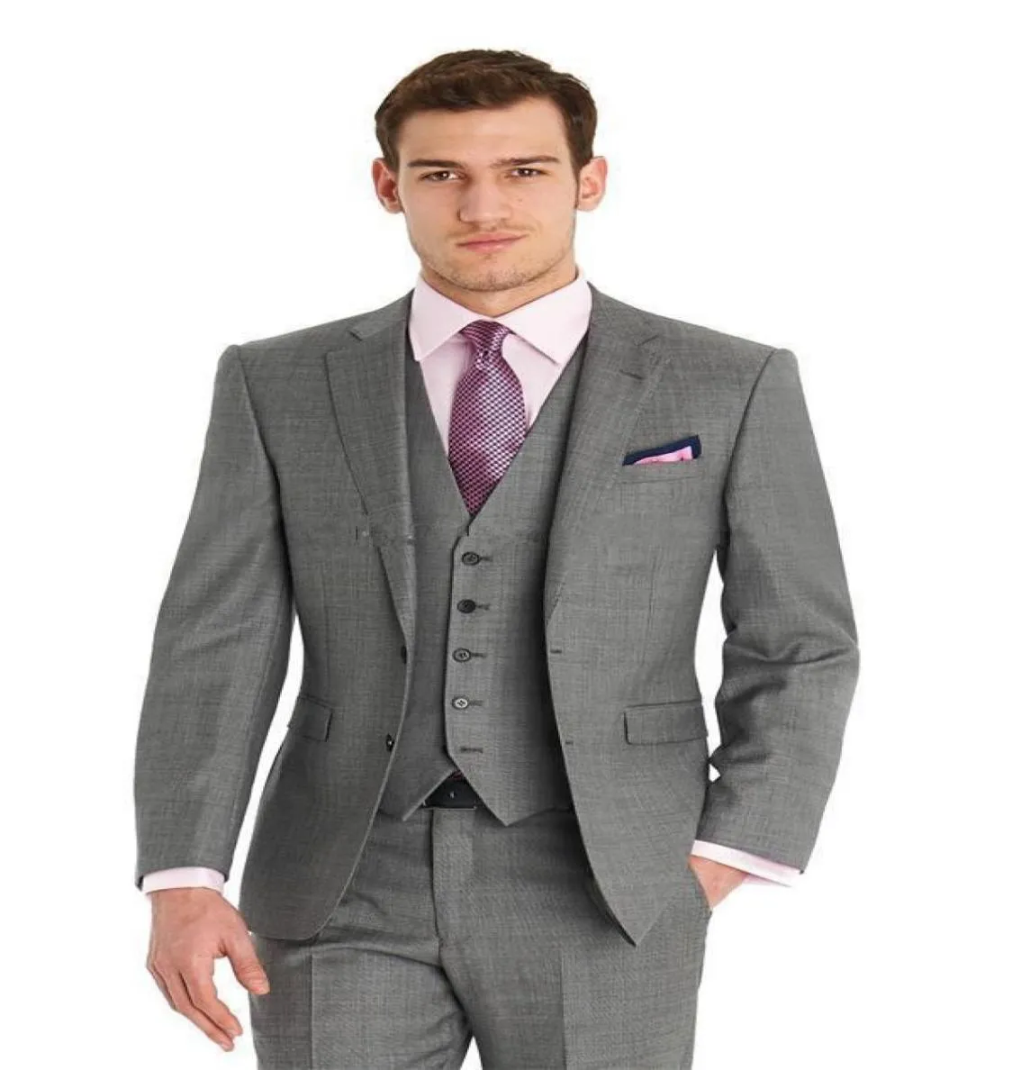 Custom Made Mens Light Gray Suits Fashion Formal Dress Men Set mannen Wedding Suits Bruidy TuxedosjacketpantsVesttie2340326 van 2017