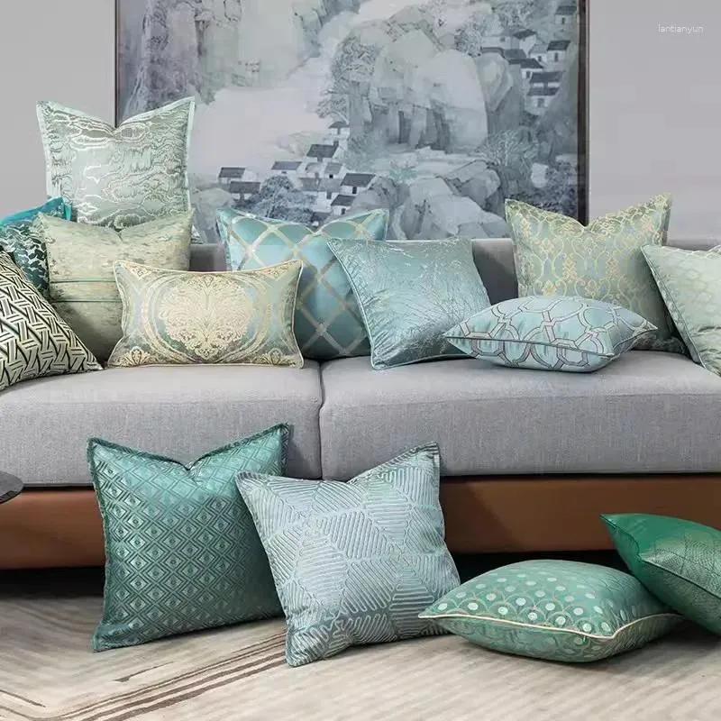 Подушка роскошное светло -зеленый покровный диван геометрический жаккардовый декоративный бросок