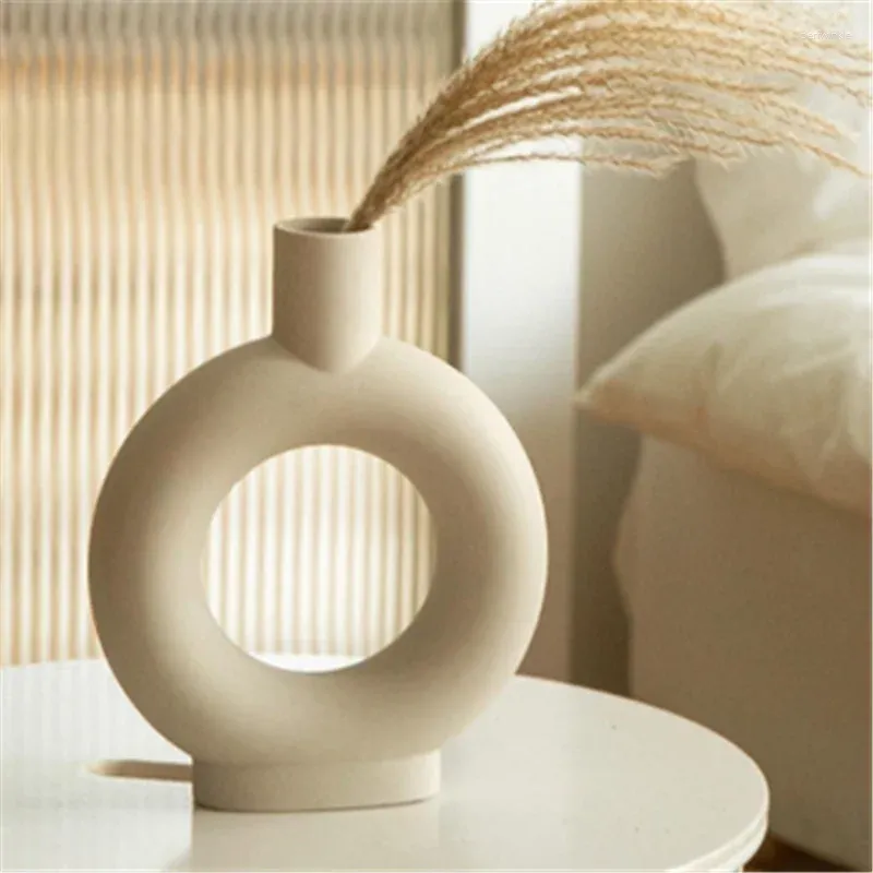 Vases Nordic Ceramic Vase Home Living Room Decoration Veraarian Flower Pot Art Craft Gift Burechtop Decor