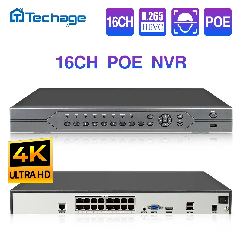 Recorder H.265 H.264 16CH 5MP 3MP 2MP 8CH 4K POE NVR P2P Удаленный просмотр 1080p Сетевое видеорегистратор для IP -камеры. Система видеонаблюдения