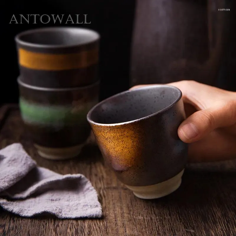 Cups Saucers Antowall Japanse onder geglazegde handgeschilderde theekop keramische thee Water Cup 150 ml Restaurant Huishouden Retro Wine Coffee