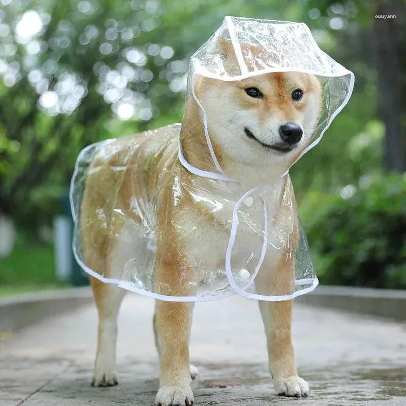 Dog Apparel Pet Puppy Transparent Rainwear Raincoat Hooded Waterproof Clothes Soft PVC Small Dogs